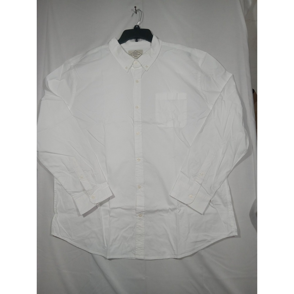 St John's Bay Button Down Shirt Men XXL 2XL White Long Sleeve
